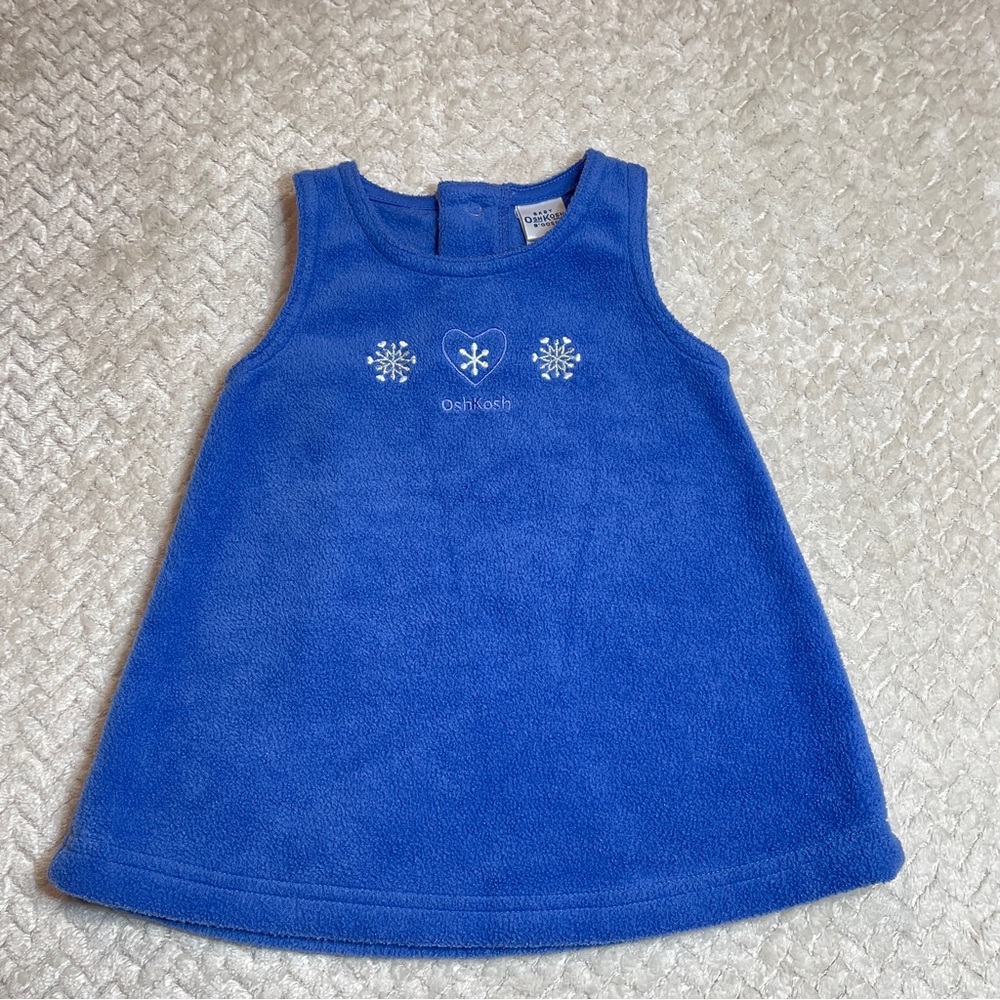 Baby Oshkosh‎ Bgosh 90s Blue Fleece Infant Dress 3-6 months | vintage kids